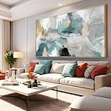 Kureful Large Canvas Wall Art Minimalist Decor Living Room Pictures Grey Wall Decor Hand Painted...