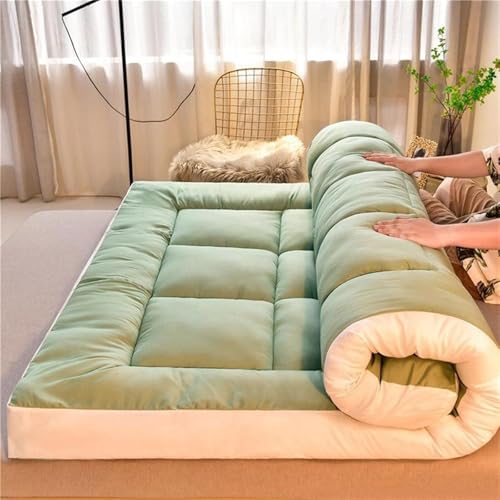 Cómoda cama japonesa de 90 x 200 cm, transpirable y enrollable para invitados, cama individual portátil gruesa, perfecta para fiestas de pijamas y espacios pequeños