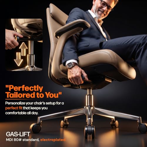 Image of DROGO ErgoTouch Ergonomic Office Chair for Work & Home | Computer Chair with Premium Vegan Leather & High Back Cushioned Backrest | 145 Recline with 3 Lock Positions, Heavy Duty Metal Base (Beige)