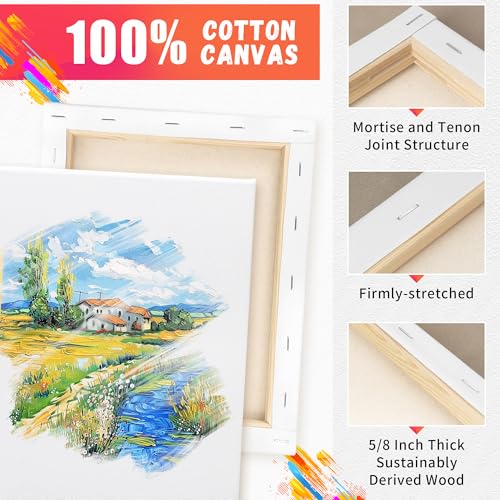 Image of FIXSMITH Stretched Canvas for Painting, 8 inchx10 inch, 11 inchx14 inch, Pack of 2, Pre-Primed Canvases Wood Framed, Blank White Painting Canvas Boards for Acrylic, Oil and Gouache Painting