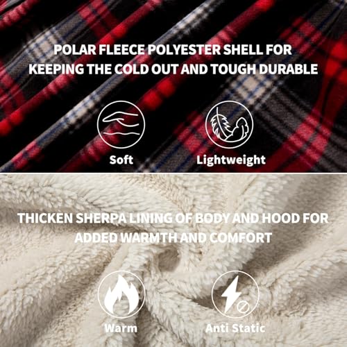 Image of LeeHanTon Mens Flannel Jackets Sherpa Lined Fleece Zip Up Winter Warm Workout Plaid Sweatshirt with Hood