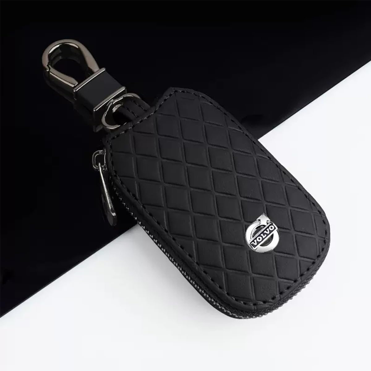 DOMOJT Car Key Signal Blocking Pouch for Volvo XC60 S40 S60 S90 XC40 XC70 XC90 V40 V60 V90 S80 S80L, Smart Key Holder Protection PU Leather Car key Chain bag,black