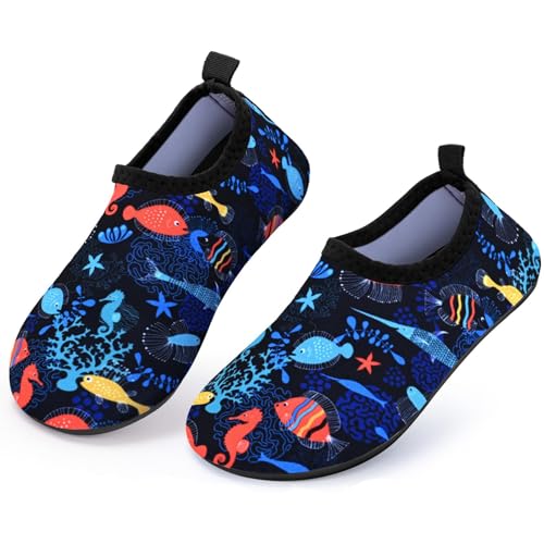 Swim Water Shoes Kids, Boys Girls Non-Slip Quick Dry Beach Shoes,Barefoot Shoes Aqua Socks for Beach Outdoor Sports (Ocean, Big Kid, 34, Numeric Range, EU Footwear Size System, 35, Medium)
