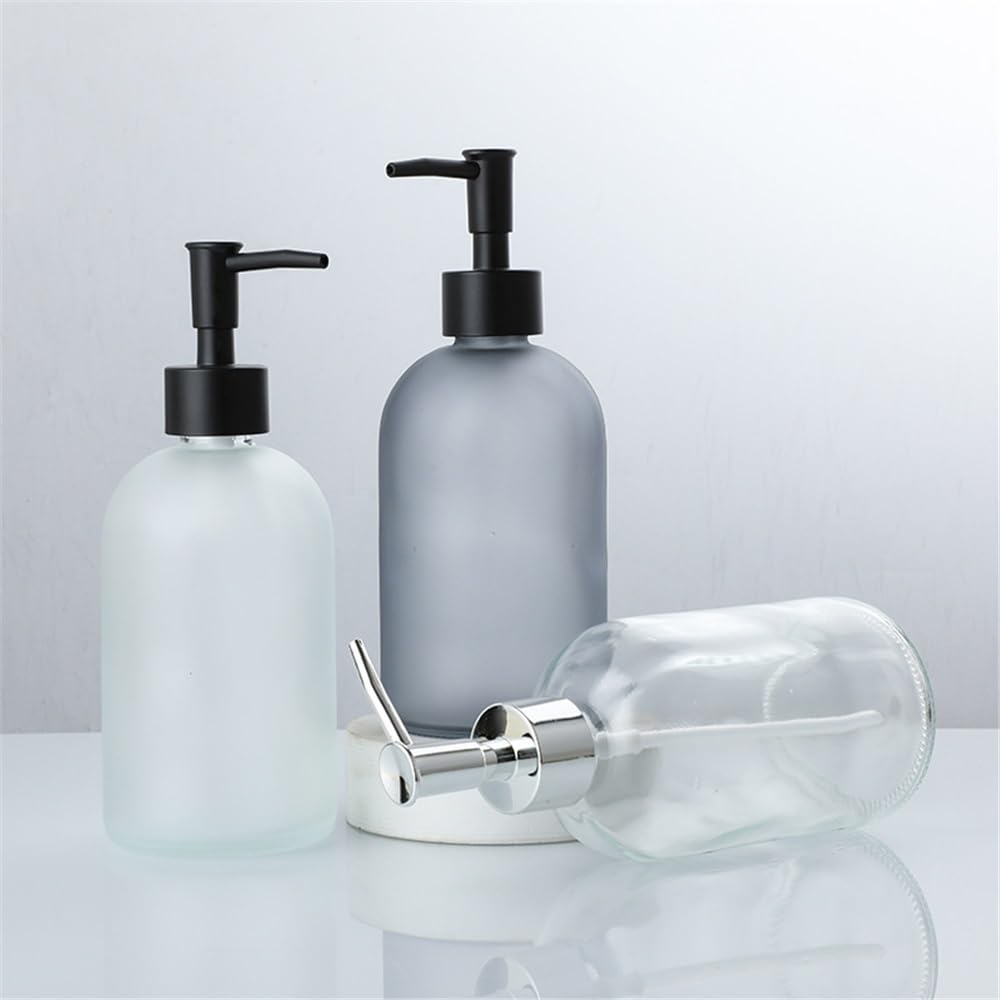 Piękny dozownik mydła z pompką do pchania, matowe szkło, dom, hotel, łazienka, 490 ml, czarny, przezroczysty, szary, biały wystrój łazienki (szary)