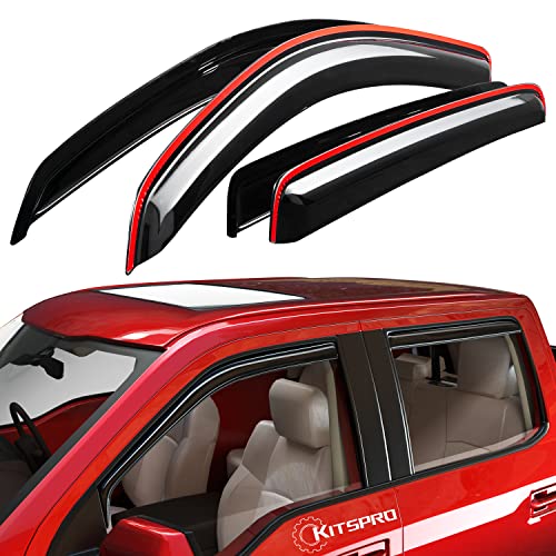 Kitspro In-Channel Window Deflector Rain Guards For 2016-2023 Toyota Tacoma Double Cab, Durable Dark Smoke Vent Deflectors Window Visors (Tacoma Double Cab 2016-2023) #TOP10