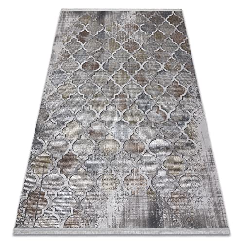 Tapis de salon gris et moutarde 192x290 cm chic et moderne - 3