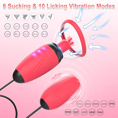 Electric Clitoral Vagina Vacuum Pussy Pump For Women, Clit Licker Sucker Toy G Spot Stimulator With 6 Suction 10 Licking Vibrating Modes, Nipple Breast Suckers Adult Sex Toys For Couples Pleasure Sex #TOP2