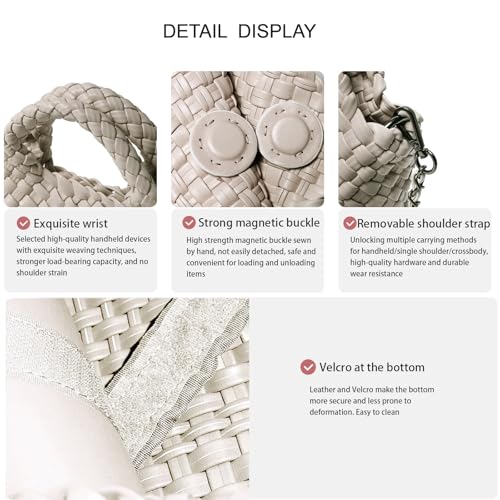 Image of Woven Tote Bag for Women with Coin Purse, Foldable Chain Small Crossbody Handbags, Fashion Shoulder Bag, Hobo Satchel