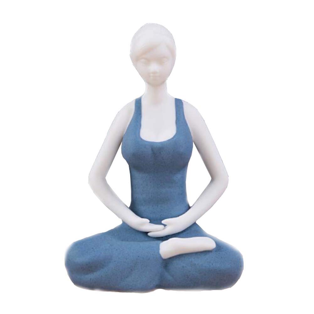 DRAGON SONIC Yoga Pose Statue Ceramic Yoga Figurine Home Decorative £¨Blue£