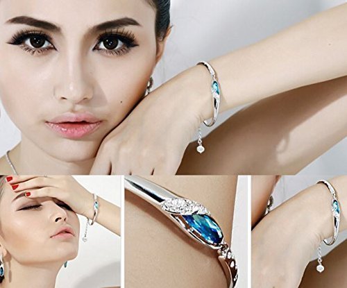 Platinum Plated Crystal Bangle Bracelet for Women