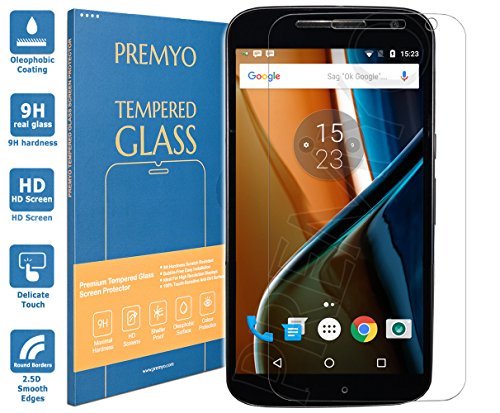 PREMYO Cristal Templado Protector de Pantalla Compatible con Motorola Moto G4 Dureza 9H Bordes 2,5D Sin Burbujas contra Arañazos