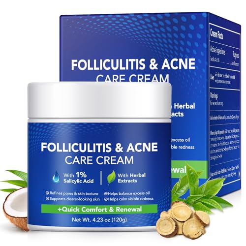 Crema Para El Cuidado De La Piel Con Acné, Crema Para El Cuidado De La Piel Con Foliculitis 120G, Formulada Con Un 1% De Ácido Salicílico, Limpia Los Poros, Mejora La Textura De La Piel