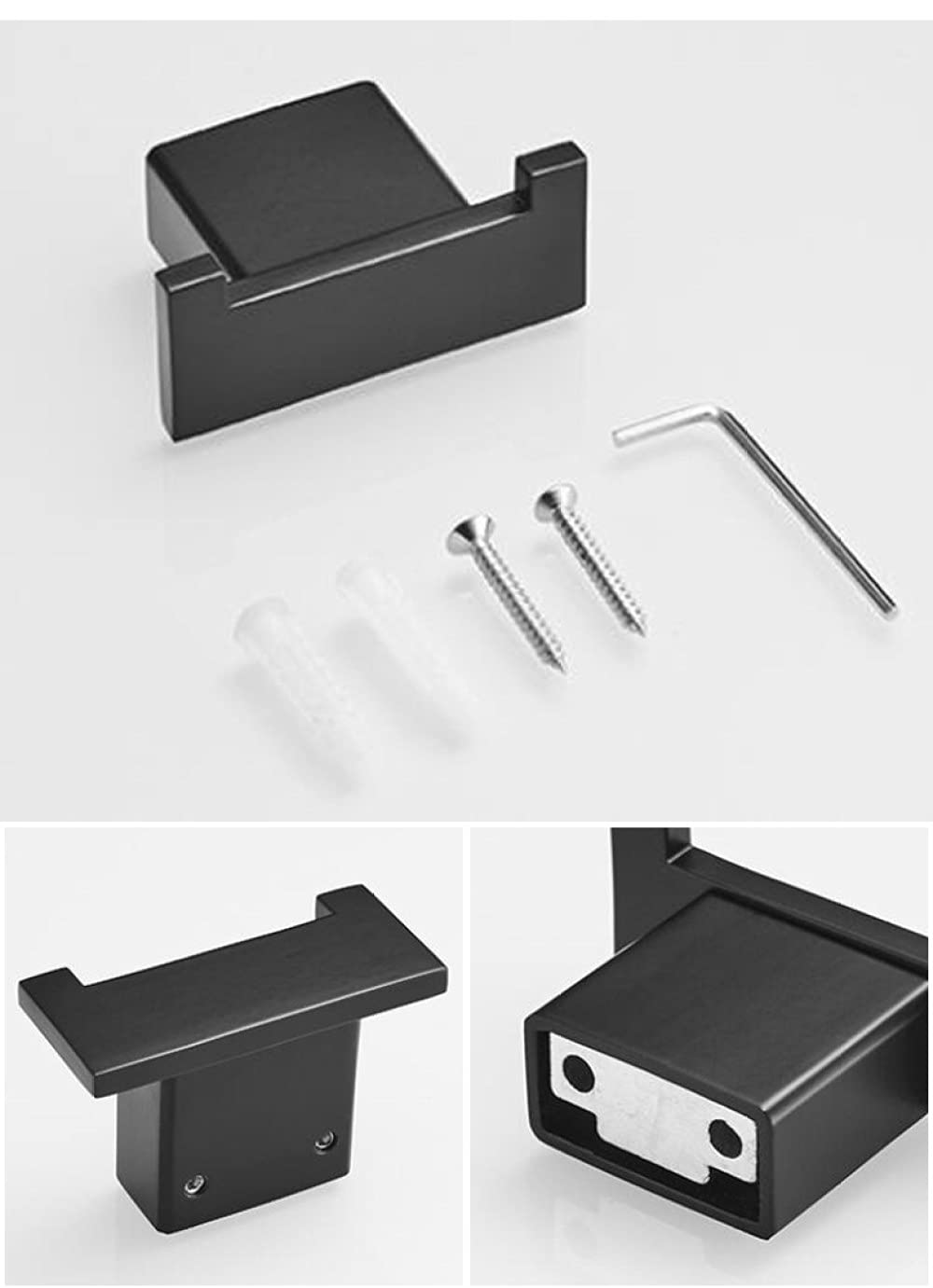 Juego de Accesorios de baño Negro Mate, Gancho para Bata Negro, Barra de Toalla, Soporte para Papel higiénico, Accesorios de baño, Estilo B, Juego, como se Muestra