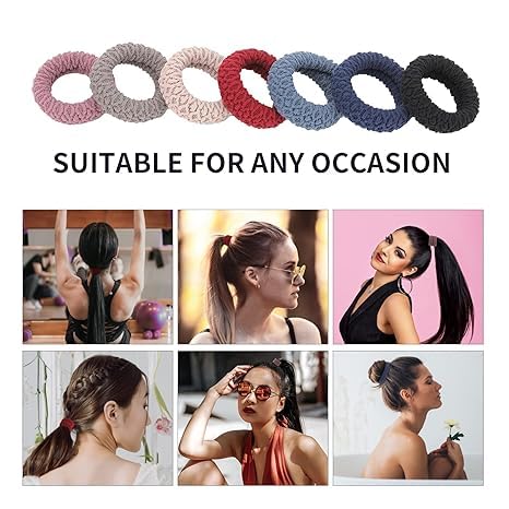 Image of GITGRNTH Soft Cotton Hair Ties for Women - No Damage Elastic Hair Bands - Durable Rubber Band for Women - Ideal Ponytail Holders - Comfortable Hair Accessories - Gentle on All Hair Types - Perfect for Thick and Thin Hair - Scrunches for Women - Kids Hair Rubber Band