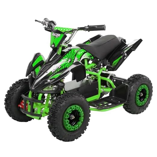 Actionbikes Motors Kinder Quad Elektro ATV Racer | Volt Watt Motor bis km/h - Kinderquad - Pocket Quad - Safety Touch Fußschalter - Für Kinder ab 8 Jahren (1000 Watt Schwarz/Grün)