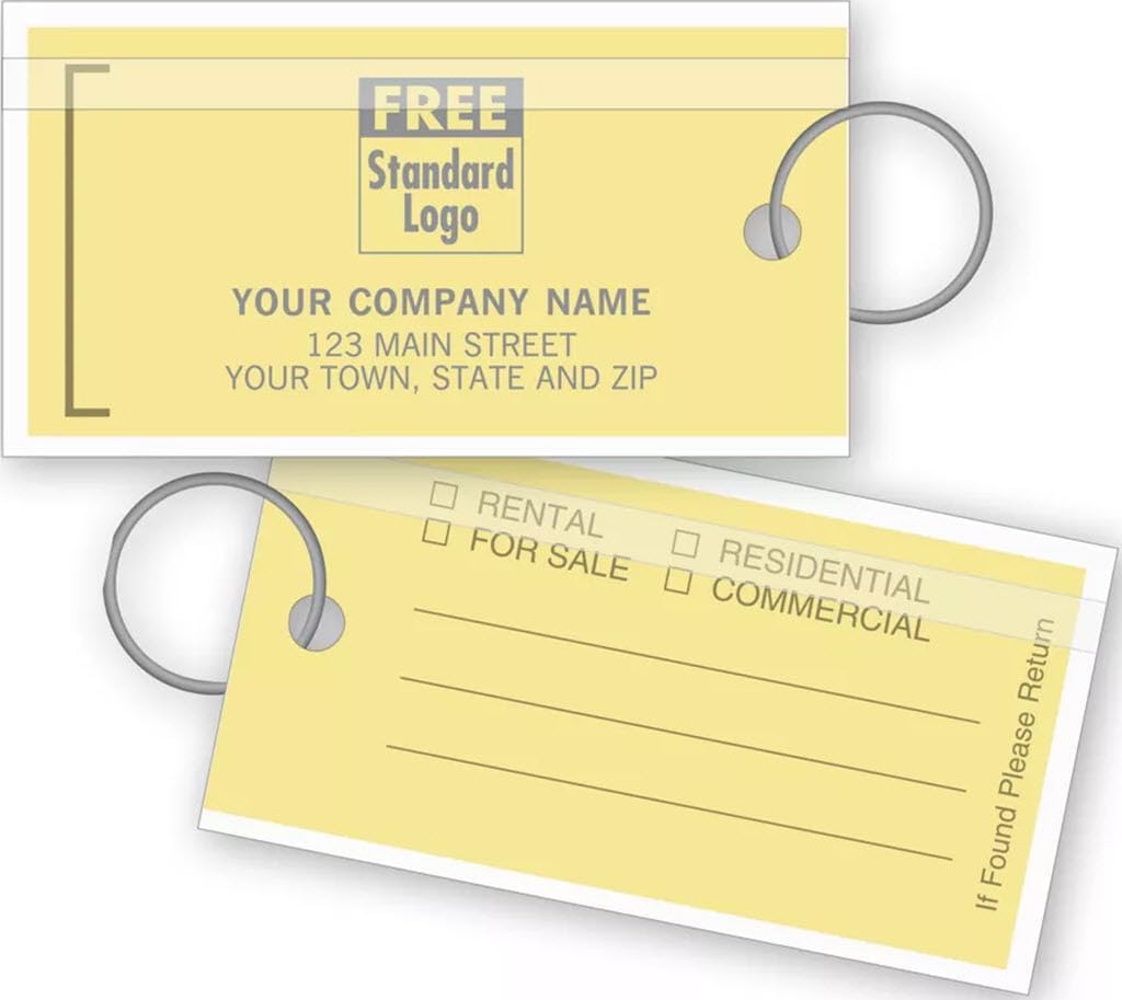 Real Estate Key Tags, Size 2 3/4 x 1 3/4, Quantity 250