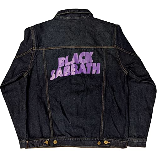 Black Sabbath Denim Jacket Classic Wavy Band Logo Official Unisex Blue Size XXL2