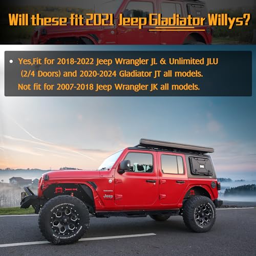 Image of JROAD Inner Fender Front Fender Liners Compatible with Jeep Wrangler JL Aluminum,with 4 LED Lights for 2018-2022 Jeep Wrangler JL & JLU Unlimited 2 & 4 Door