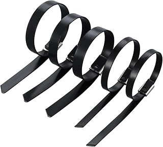 LYVQZPWLRCable de acero inoxidable, Bridas de acero inoxidable 304 de 4,6 mm, autoblocantes, resistentes a altas temperaturas y a la oxidación, color negro, 100 unidades(4.6x100mm)