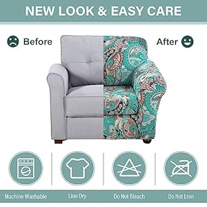Lamberia Printed Sofa Cover High Stretch Sofa Slipcovers 2 Piece Armchair Slipcover with One Separate Cushion Cover Elastic Bottom Floral Pattern Pet Friendly(Green, Armchair) Lamberia Printed Sofa Cover High Stretch Sofa Slipcovers 2 Piece Armchair Slipcover with One Separate Cushion Cover Elastic Bottom Floral Pattern Pet FriendlyGreen Armchair