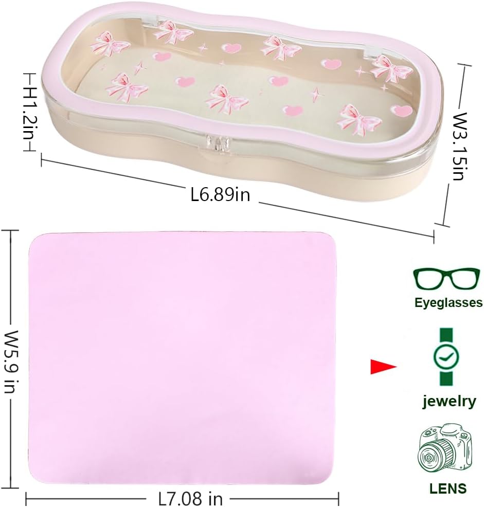 ADBGV Cute Pattern Hard Shell Glasses Case with Eyeglasses Microfiber Cloths,Sunglasses Box for Women Girls Kids