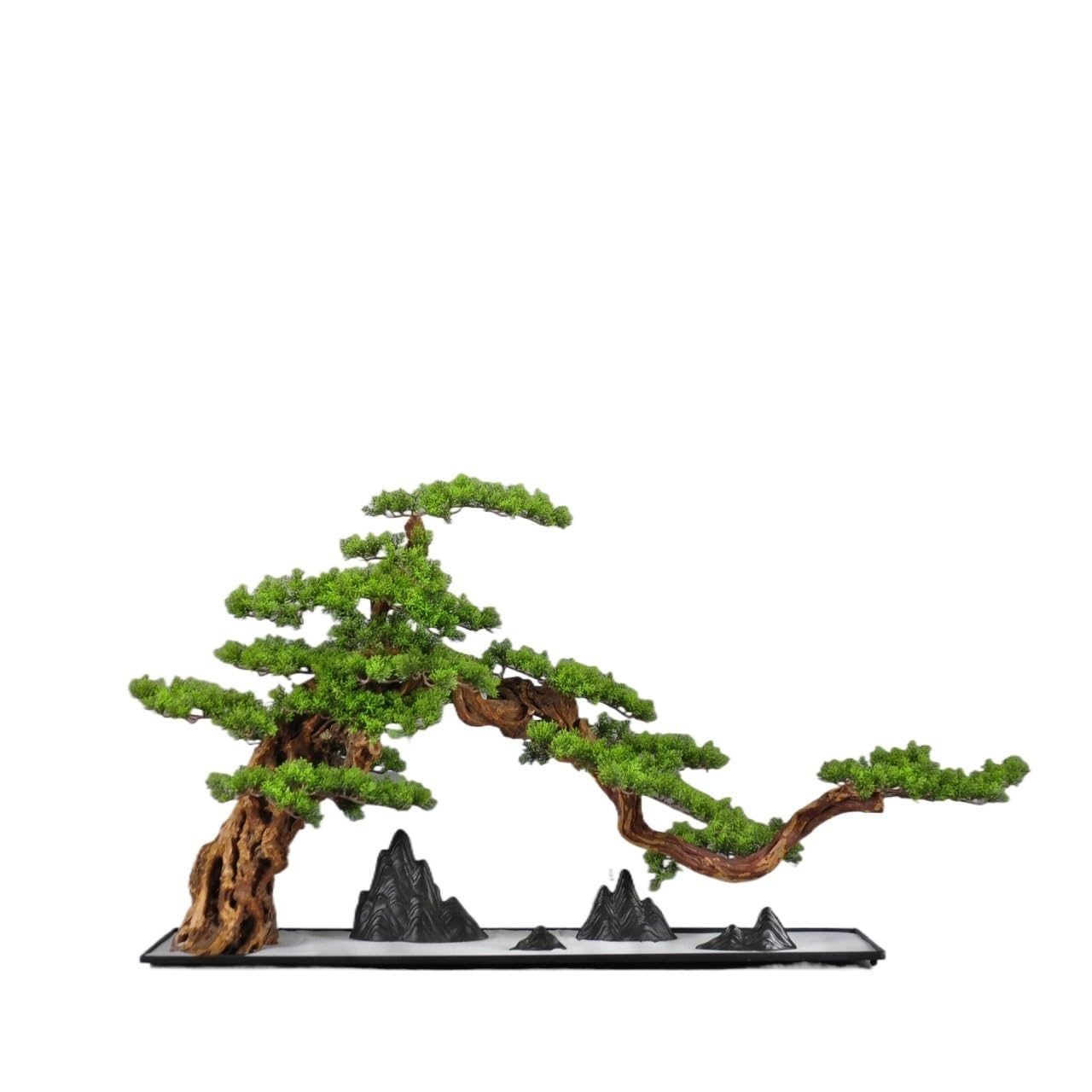 TEESONG Bonsai Tree Pot for Fake Tree Chinese Zen Home Welcome Pine Ornaments Creative Withered Landscape Rockery Living Room Gateway Housewarming Gift Greenery Decor(B)