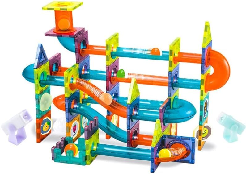 Image of Happy Hues Light Magnetic Tiles- Building Blocks for Kids 3D STEAM Educational Toys, Magnetic Marble Run /Toys for Kids Age 3 +Year Old Boys Girls Creative Gift (110 Pcs Magnetic Tiles)