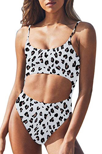Meyeeka Women's Hign Cut Leopard Print One Piece Monokini Swimsuits Backless Thong Bathing Suits S #TOP2