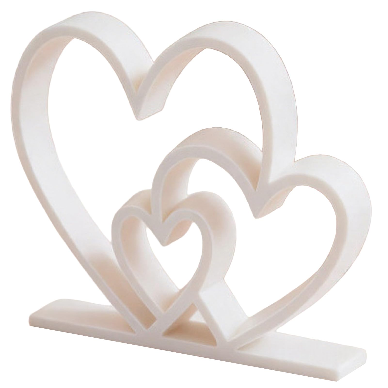 pidodou Hollow Out 3 Hearts Sculpture Figurine, Romantic Heart Ornament for Home Decor, Perfect Wedding White Onesize