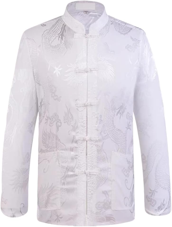 Tang Suit Men Hanfu Chinese Traditional Clothes Long Sleeve Top,Kung Fu Shirt Tang Suit Jacket Men Silk