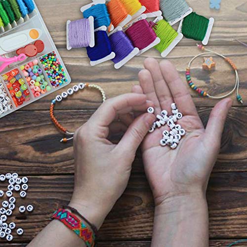 Peirich Friendship Bracelet Making Beads Kit, Letter Beads,22 Multi-Color Embroidery Floss Over 1900 Pcs A-Z Alphabet Beads Beads Bracelets String Kit For Jewelry Making Christmas Birthday Gifts #TOP5