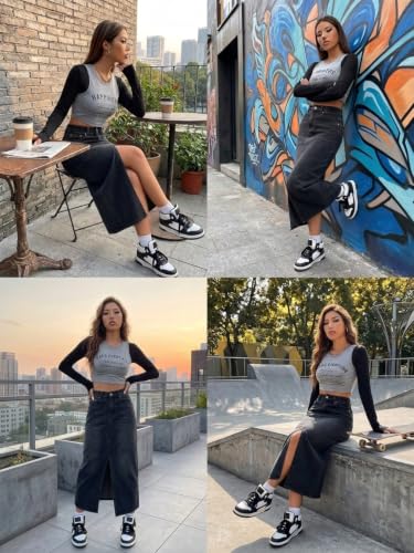 Image of Leriya Fashion Denim Skirt for Woman | Midi Skirt for Women with Front Slit Straight Fit Western Streetwear | Jeans Skirts Fors Women, College Outfit Womens Everyday Styling