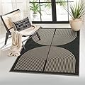 Lahome Modern Rainbow Easy Jute Rug, 3x5 Patio Rugs Washable Rugs for Entryway Farmhouse Black Classroom Office Rug, Non Slip Indoor Door Mat Contemporary Outdoor Porch Rug for Guestroom Room Decor