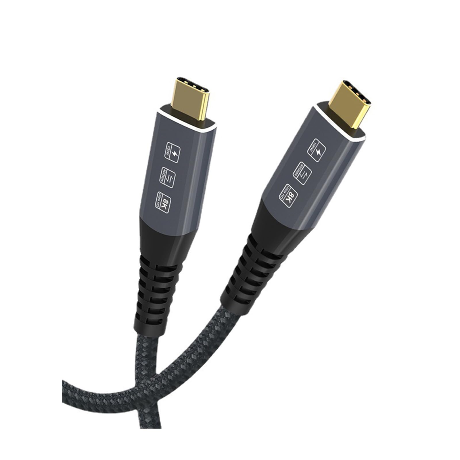 Cable trenzado tipo C compatible con carga rápida de 100 W, transmisión de datos de 40 Gbps