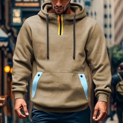 Workout Hoodies for Men Quarter Zip Casual Loose Fit Tactical Hooded Sweatshirts Mock Turtleneck Pullover Tops2