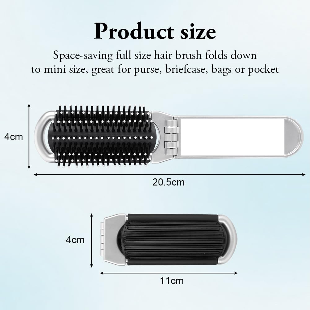 OSDUE Folding Hair Brush With Mirror, Mini Travel Portable Pocket Size Comb With Soft Nylon Bristles - Image 3