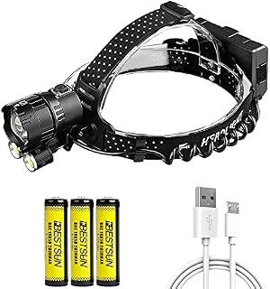 Head Torch, Brightest 15000 Lumens XHP160 LED Headlamp with COB Light, USB Rechargeable Zoomable 4 Modes Headlight, High Power Waterproof Head Lamp with Power Bank Function for Camping Fishing Caving
