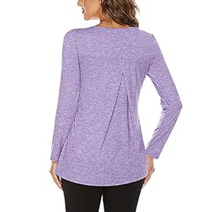 FREEYE-Womens-Long-Sleeve-Workout-T-Shirts-with-Built-in-Padded-Bra-Gym-Athletic-Running-Yoga-Tunic-Tops FREEYE Yoga Sports Workout Tops for Women, Long Sleeve Fall Sportswear Active-wear for Running Hiking Jogging with Mesh Breathable Padded Bra, Lightweight,Tummy Hiding Purple