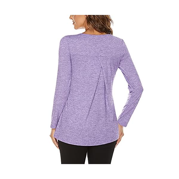 FREEYE-Womens-Long-Sleeve-Workout-T-Shirts-with-Built-in-Padded-Bra-Gym-Athletic-Running-Yoga-Tunic-Tops FREEYE Yoga Sports Workout Tops for Women, Long Sleeve Fall Sportswear Active-wear for Running Hiking Jogging with Mesh Breathable Padded Bra, Lightweight,Tummy Hiding Purple