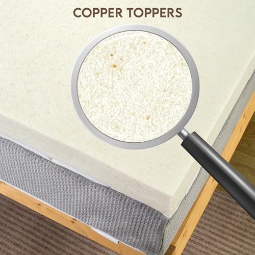 Nutan, 1-Inch Copper-Infused Memory Foam Mattress Toppers, Cooling and Pressure Relieving with Airflow Design, Queen, Beige