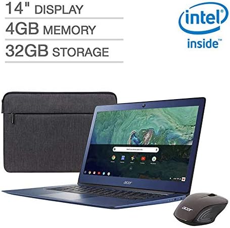 2019 Newest Acer Premium Flagship Laptop Chromebook 14" Full HD Display Intel Celeron N3160 Processor 4GB RAM 32GB eMMC Storage Bonus Acer Wireless Mouse&Sleeve HDMI Webcam Bluetooth 4.2 Chrome OS