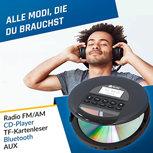 KLIM Nomad - NEU 2023 - Tragbarer CD-Player Discman mit langlebigem Akku - Inklusive KLIM Fusion Kopfhörer - Kompatibel… - Image 4
