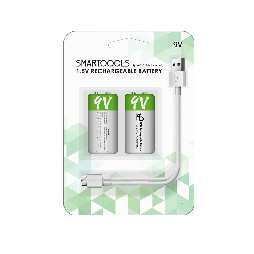 Akumulatory typu C 9 V litowy akumulator o dużej pojemności 650 mAh, 9 V, stałe wyjście 9 V, szybkie ładowanie 1,5 godziny z kablem 4-w-1 typu 2 z 2 sztukami