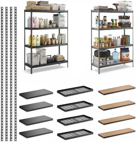 72" Shelving System – Includes Upright Posts & Customizable Z-Beam Shelves, Heavy Duty Industrial Storage Rack for Garage, Kitchen, Warehouse