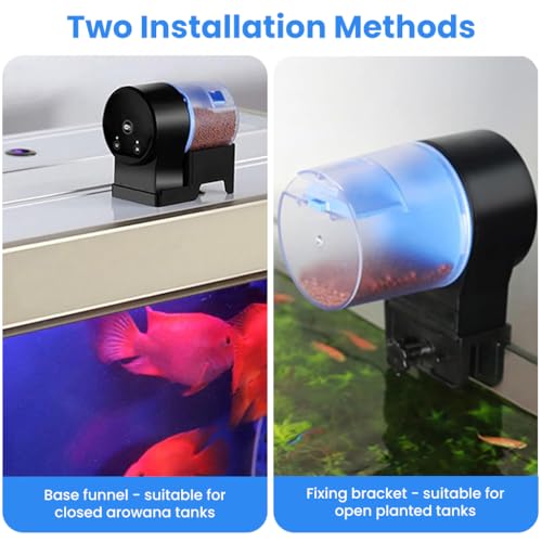 Image of ZIBUYU Automatic Fish Feeder for Aquarium 50g Capacity, Controlled Timed Fish Food Dispenser with Adjustable Settings, No Jam Portion-, Fish Tank Wall Mounted, Battery Operated(Without battery)