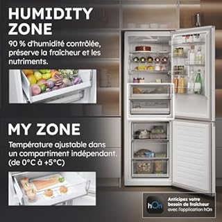 HAIER - Réfrigérateur Combiné - 2 Portes - Classe Énergétique D - Technologie Total No Frost Multi Flow - Blanc - 235L (Réfrigérateur) + 117L (Congélateur) - 185 x 59,5 x 66,7 cm - Modèle HDPW5618DNPW