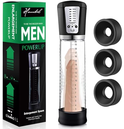 Bomba de Vacío Eléctrica para Pene - Alargador de Pene Masculino - Masturbador de Erección con 5 Intensidades Entrenamiento - 3 Anillos de Silicona - Eléctrico Ampliadora del Pene