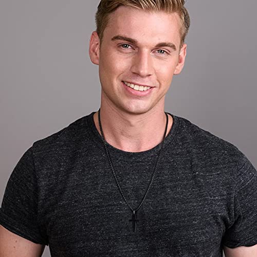 Cross Necklace Gifts for Men Him, Silver/Gold/Black Cross Necklace Stainless Steel Cross Pendant Necklaces for Men Anniversary Birthday Gifts for Dad Son Husband from Daughter Wife2
