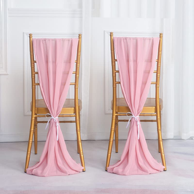 Dekoracyjne szarfy na krzesła, 2 szt. 50 * 300 cm Pokrowce szyfonowe na urodziny, bankiet hotelowy, dekoracja(Pink)