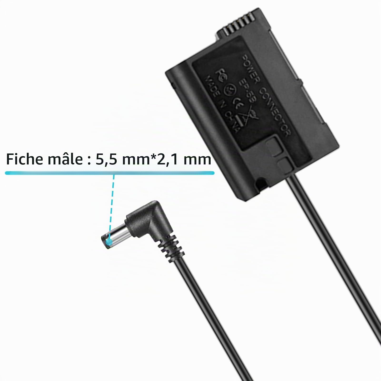 EP-5B DC Coupleur EN-EL15 ENEL15 Batterie Factice pour Nikon Z6 Z7 1 V1 D7500 D7200 D7100 D850 D810 D810A D800 D800E D750 D610